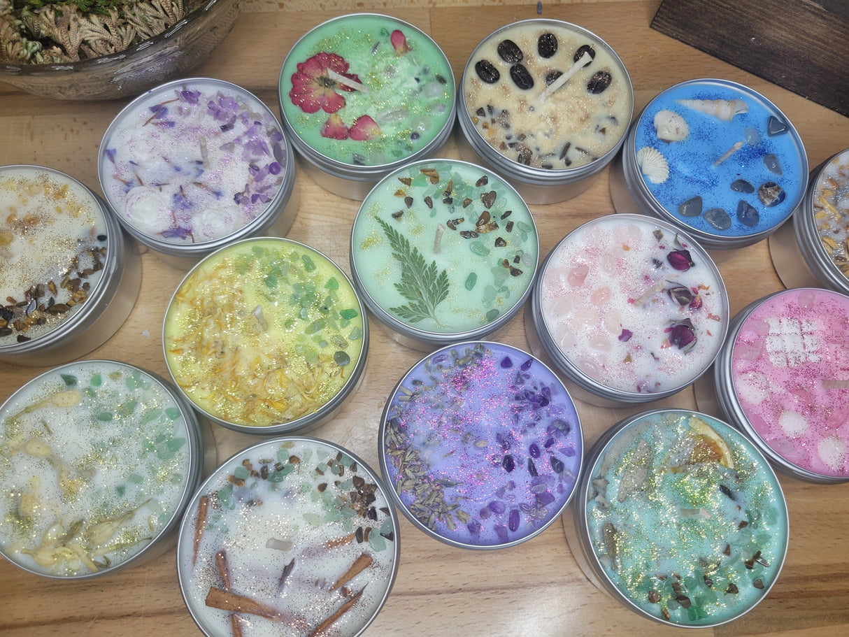 Soy Candles Scented Candles Crystal Candles Gift for Her 4oz Candle Hand Poured Candle Candle with Flowers