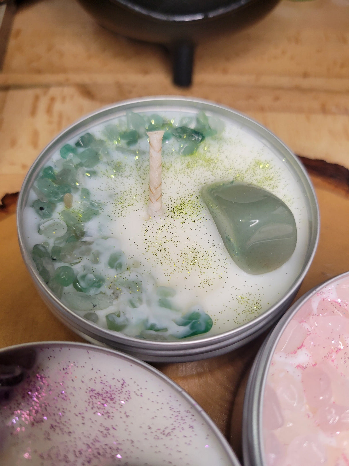 Crystal Candle: Homemade Soy Candle, Spiritual Gift for Meditation