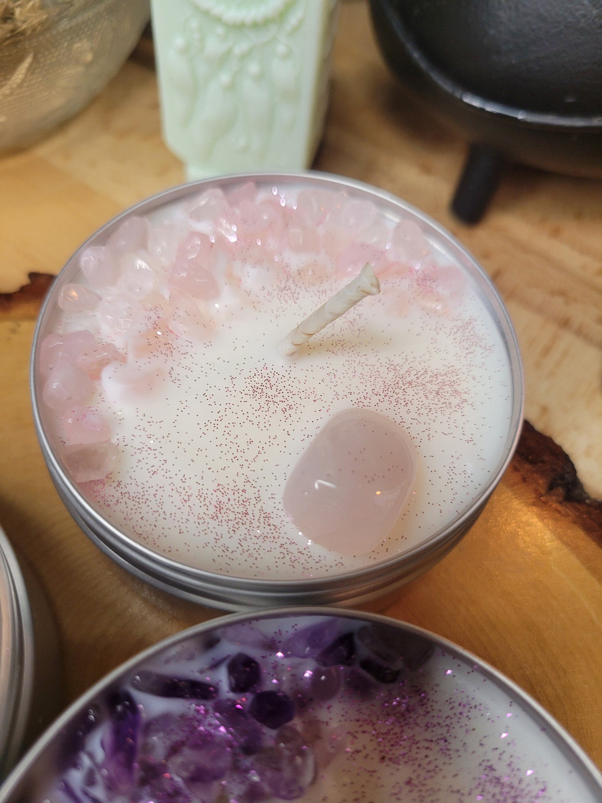 Crystal Candle: Homemade Soy Candle, Spiritual Gift for Meditation