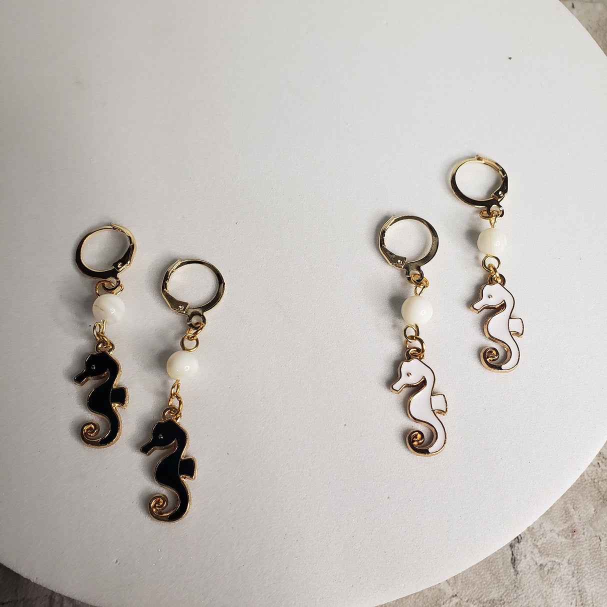 Seahorse Earrings – Mother of Pearl, Beach Jewelry