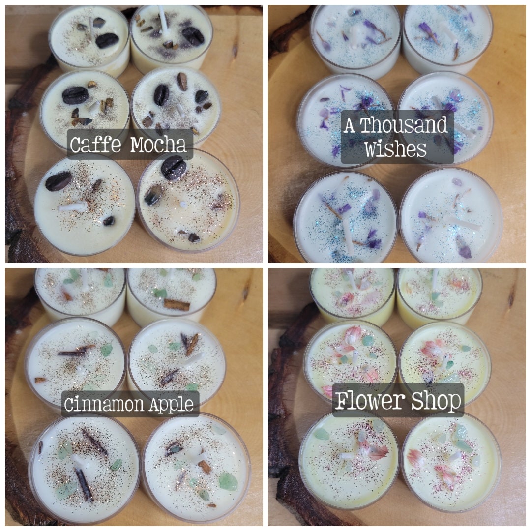 Six Pack of Soy Scented Candles with Herbs and Crystals