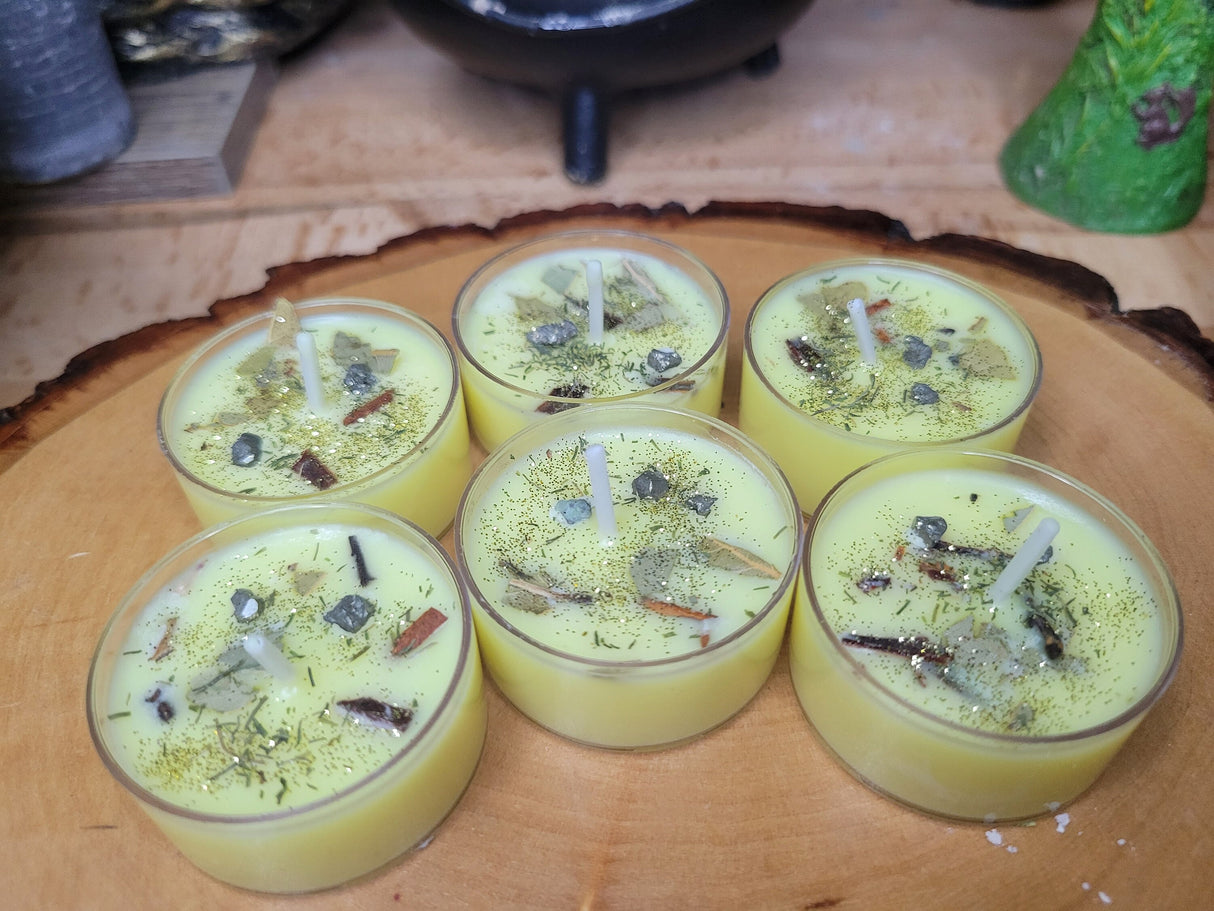 Prosperity Candle Set - Abundance Tea Light Candles for Wealth Drawing & Manifestation Rituals