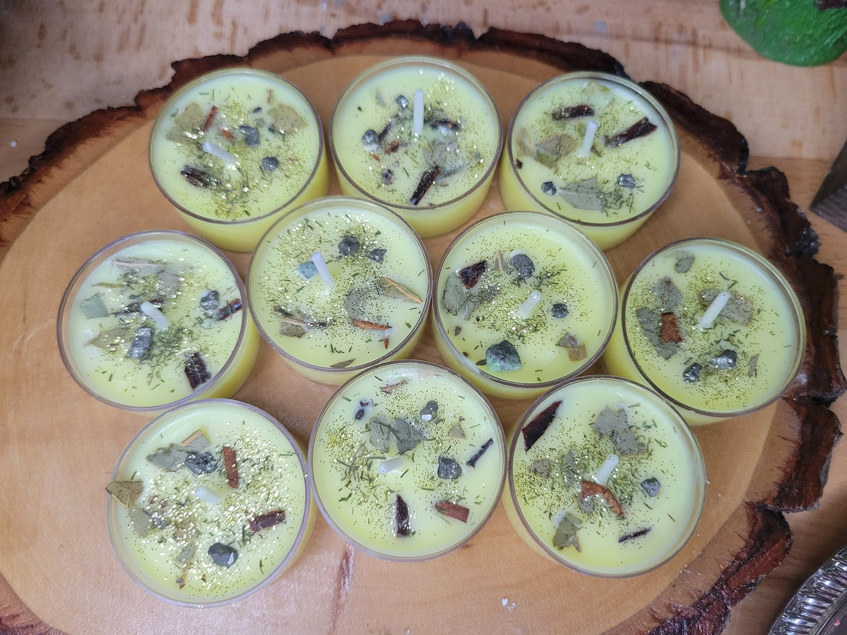 Prosperity Candle Set - Abundance Tea Light Candles for Wealth Drawing & Manifestation Rituals