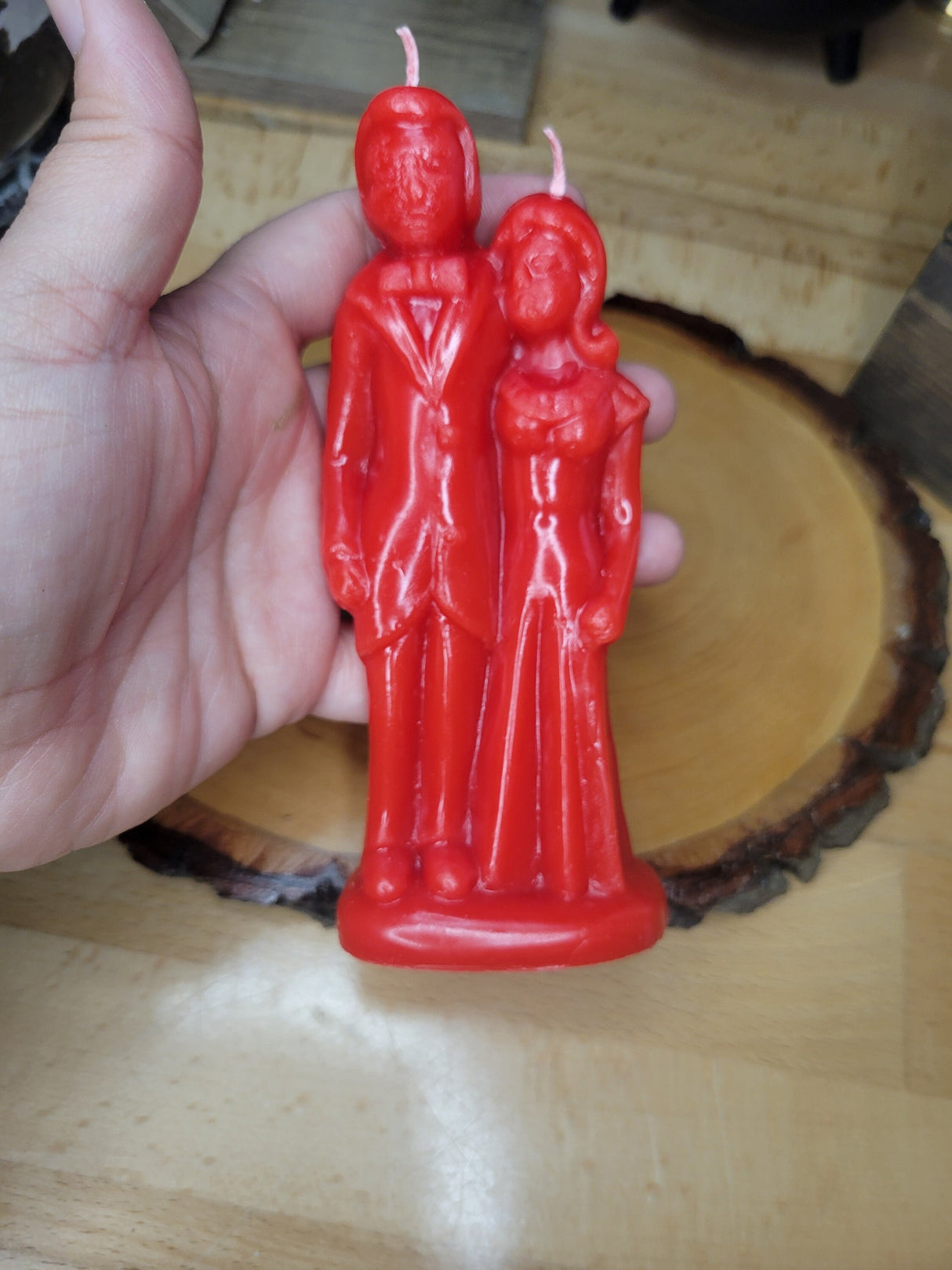 Decorative ritual wedding couple shaped candle white, spell candles