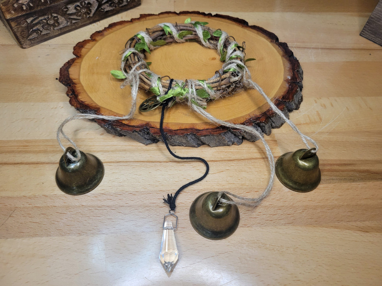 Three Bells Round Witches Bells Wind chimes, protection Bells, Brass Bells Protection Symbols