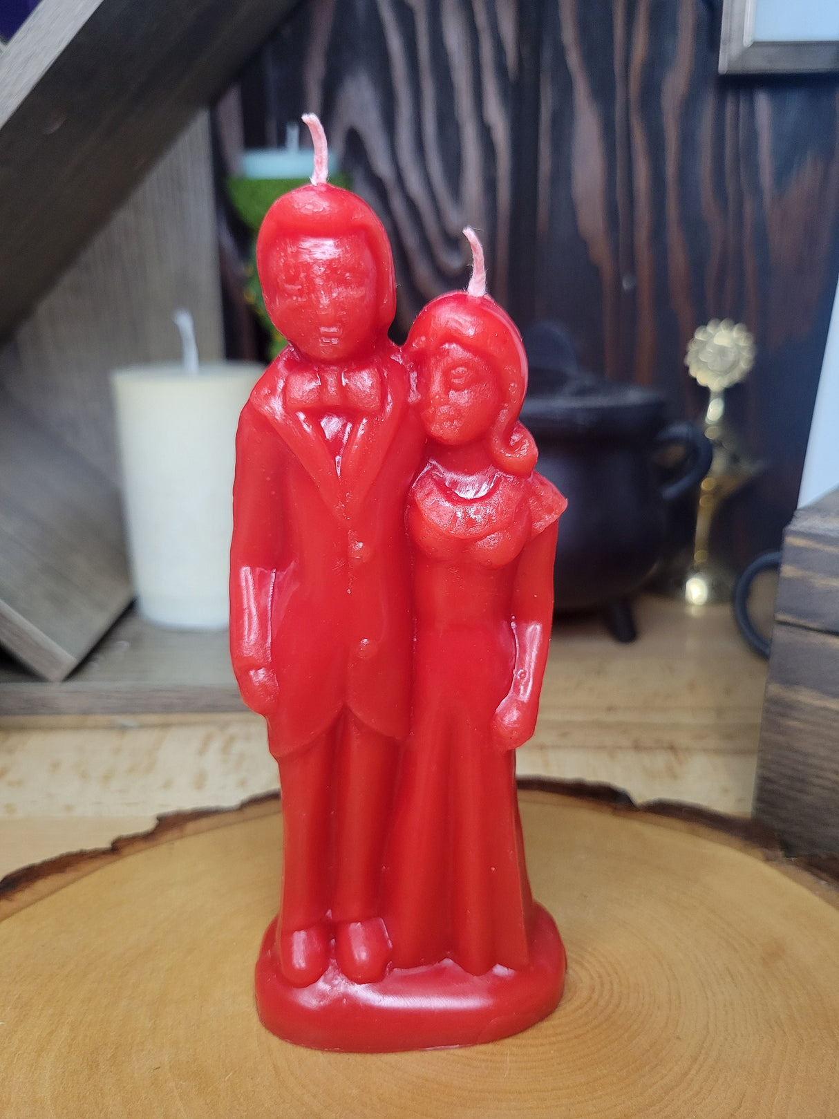 Decorative ritual wedding couple shaped candle white, spell candles