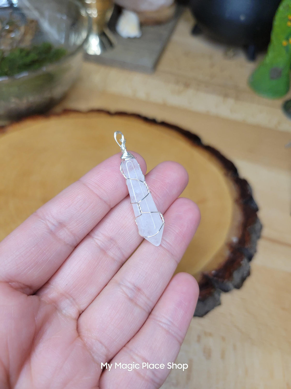 Natural Faceted Handmade Wire Wrapped Natural Gemstone Pendants with Cord