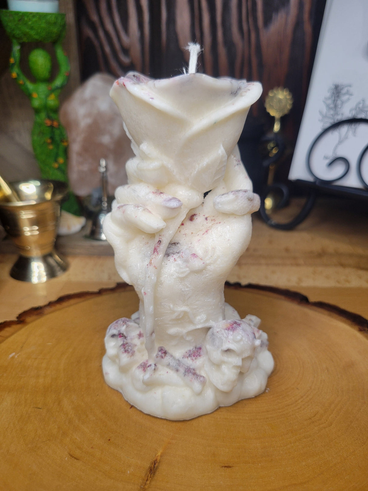 Hand-Shaped Palm Wax Candle: Rose Petal Flower Candle