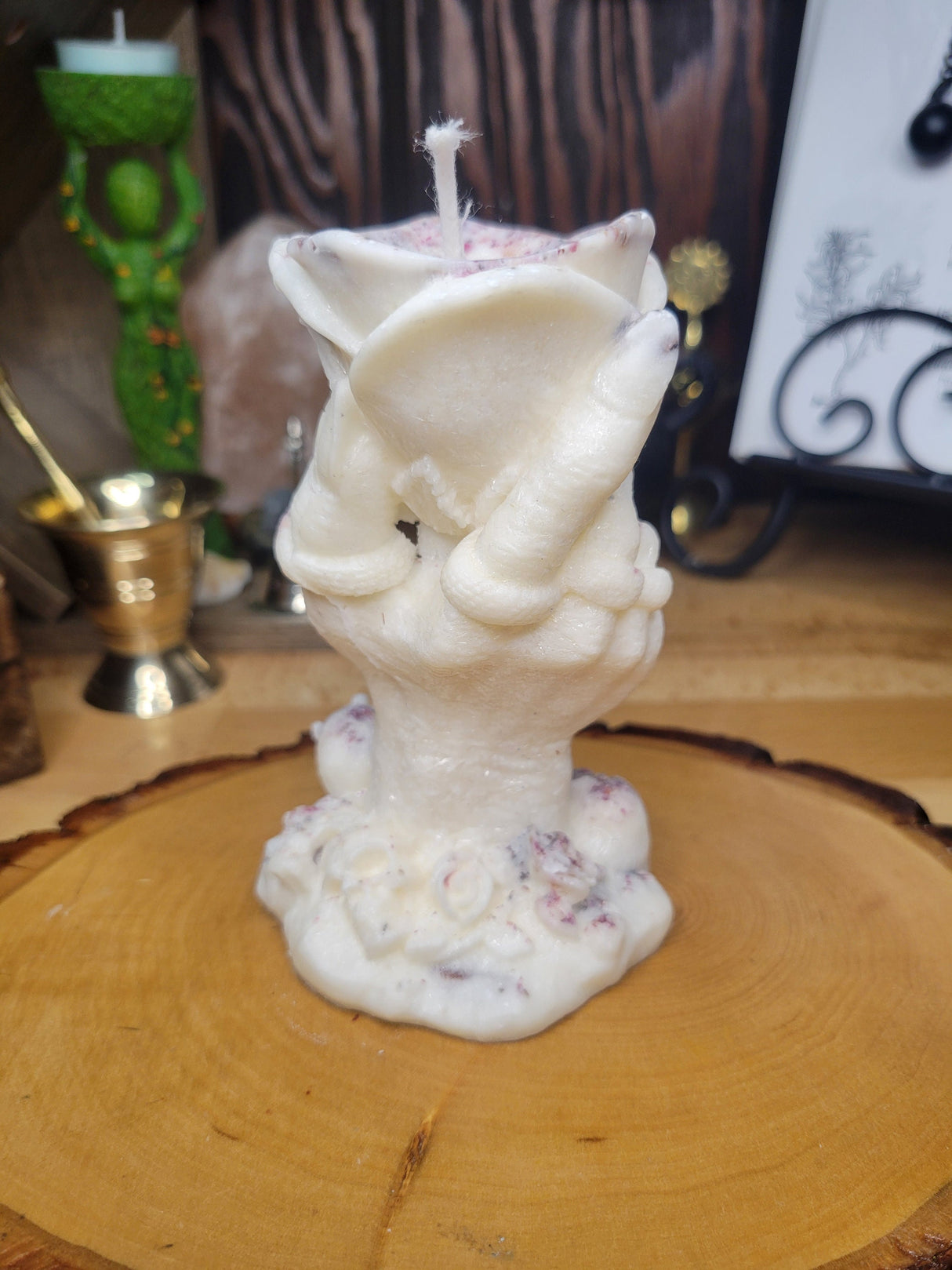 Hand-Shaped Palm Wax Candle: Rose Petal Flower Candle