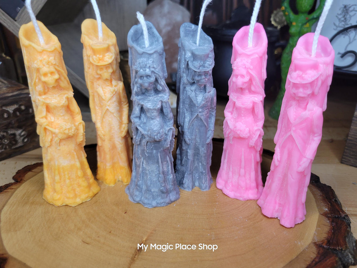 Bride and Groom Skeleton Candle Set