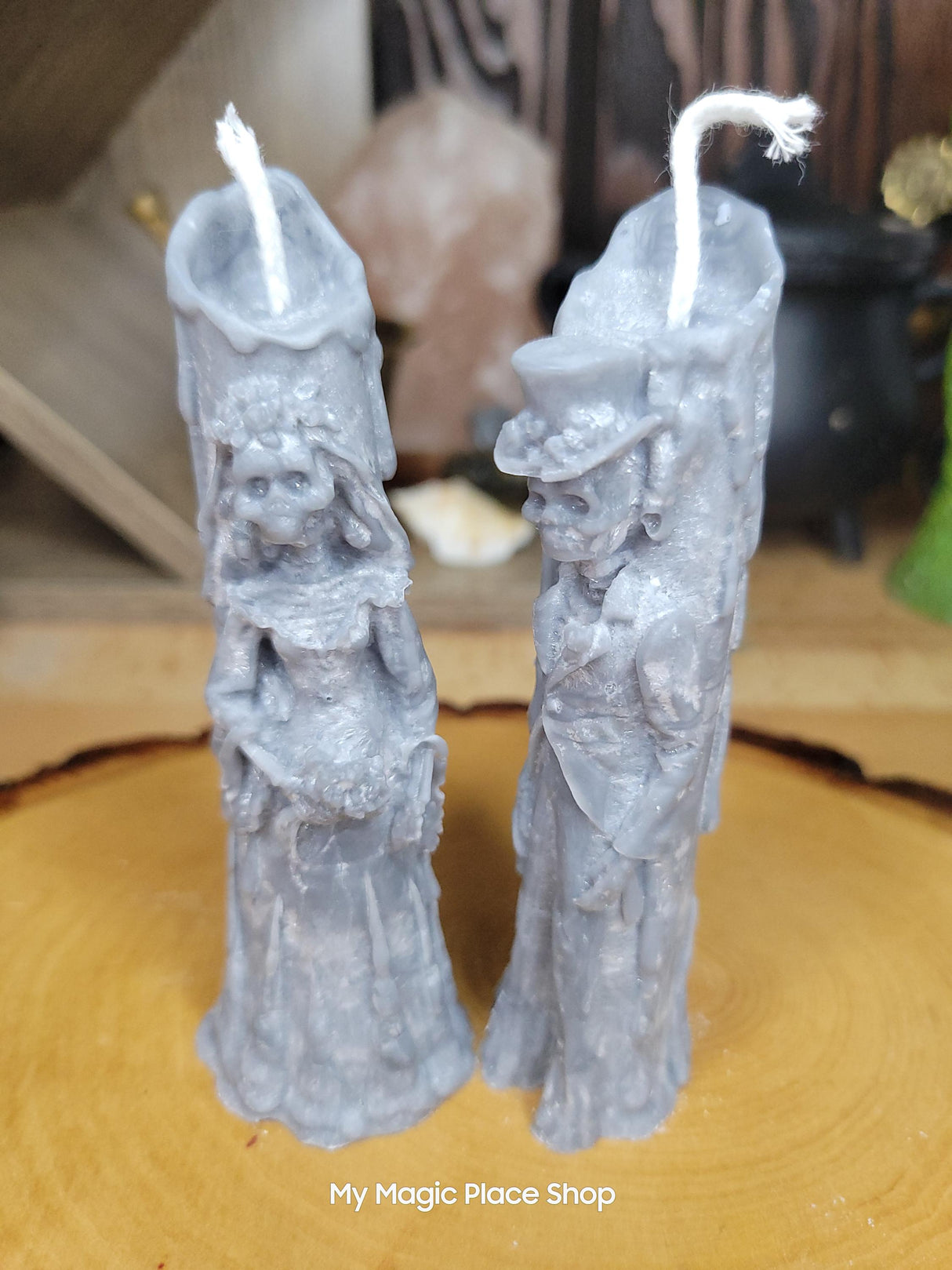 Bride and Groom Skeleton Candle Set