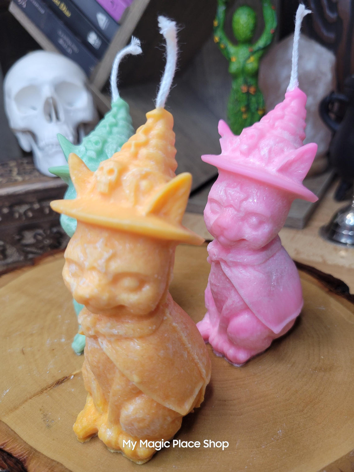 Handmade Witchy Cat Candle: Palm Wax Pillar Candle
