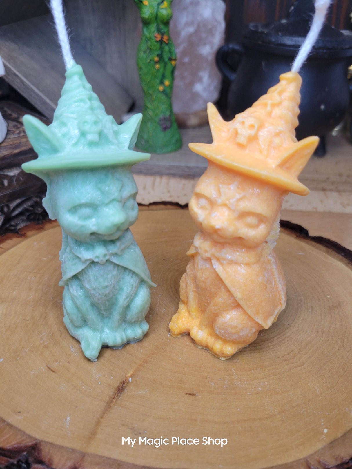 Handmade Witchy Cat Candle: Palm Wax Pillar Candle