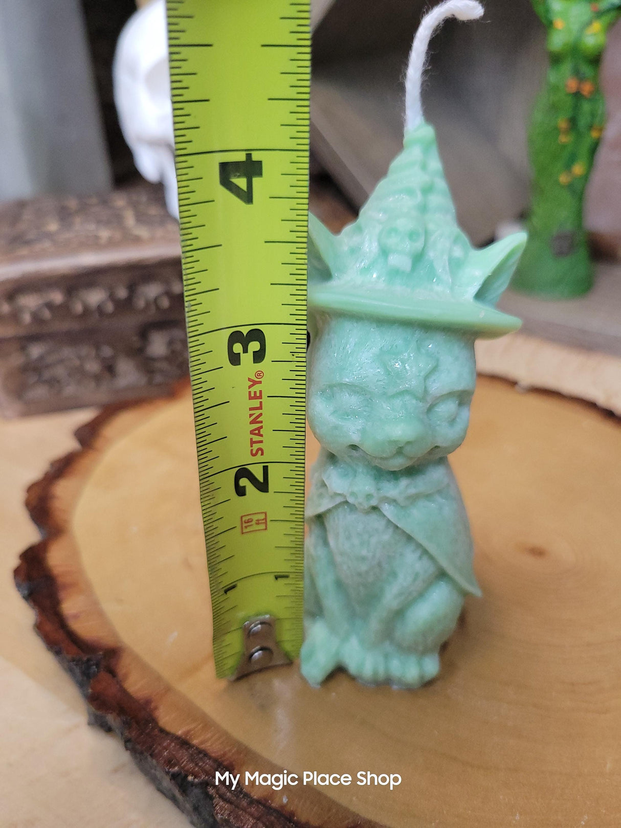 Handmade Witchy Cat Candle: Palm Wax Pillar Candle