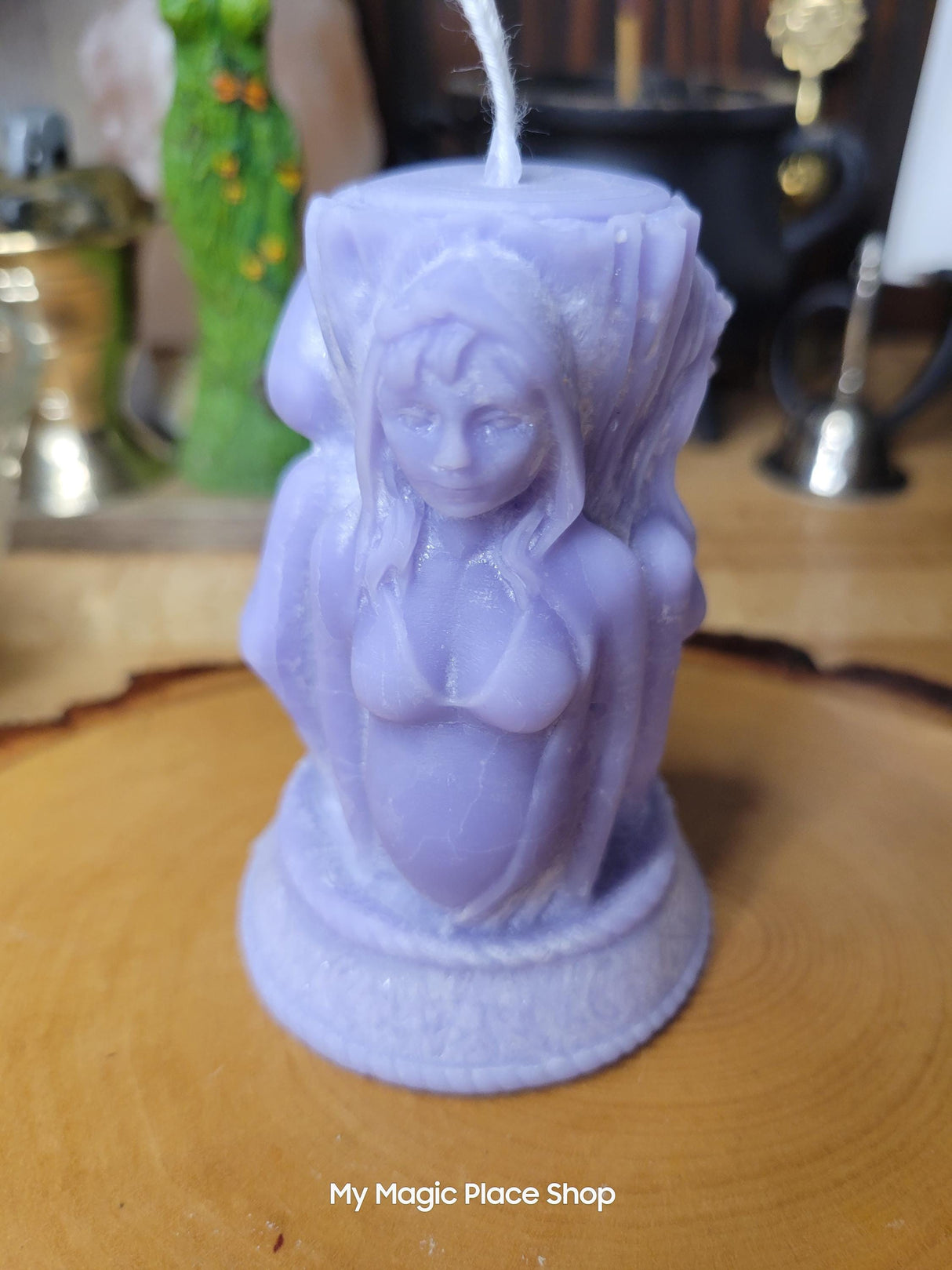 Handmade Goddess Candle: Triple Moon Palm Wax, Unscented