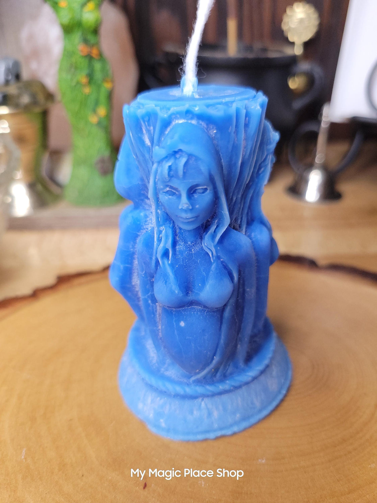Handmade Goddess Candle: Triple Moon Palm Wax, Unscented