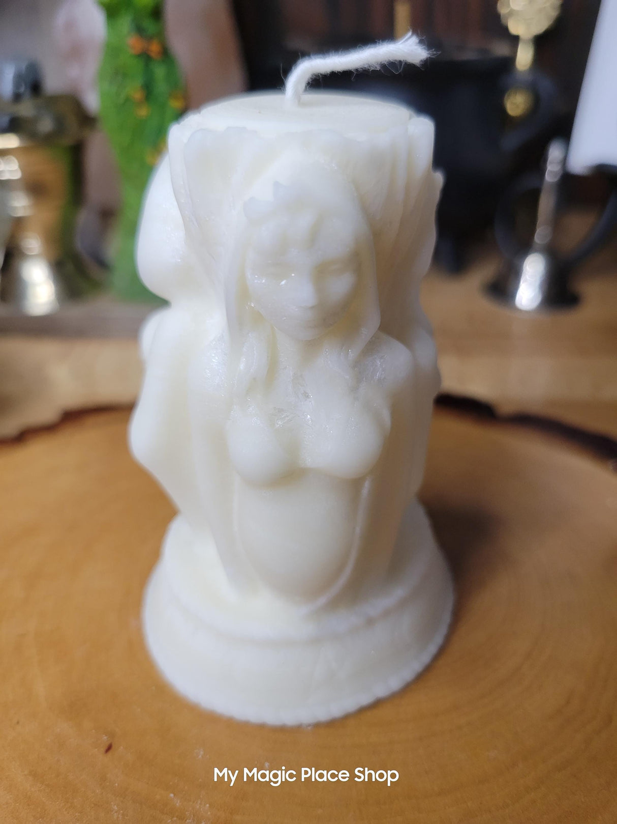 Handmade Goddess Candle: Triple Moon Palm Wax, Unscented
