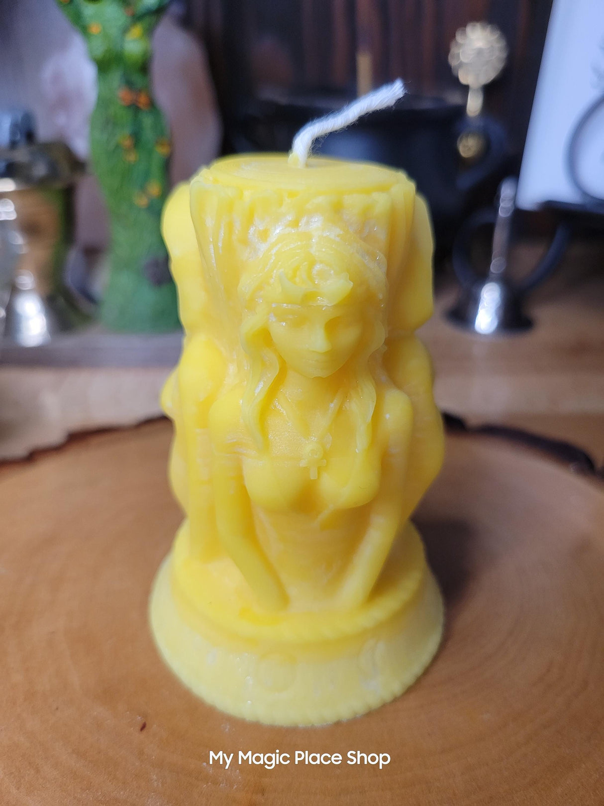 Handmade Goddess Candle: Triple Moon Palm Wax, Unscented