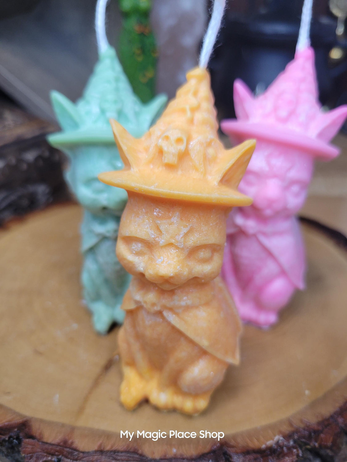 Handmade Witchy Cat Candle: Palm Wax Pillar Candle