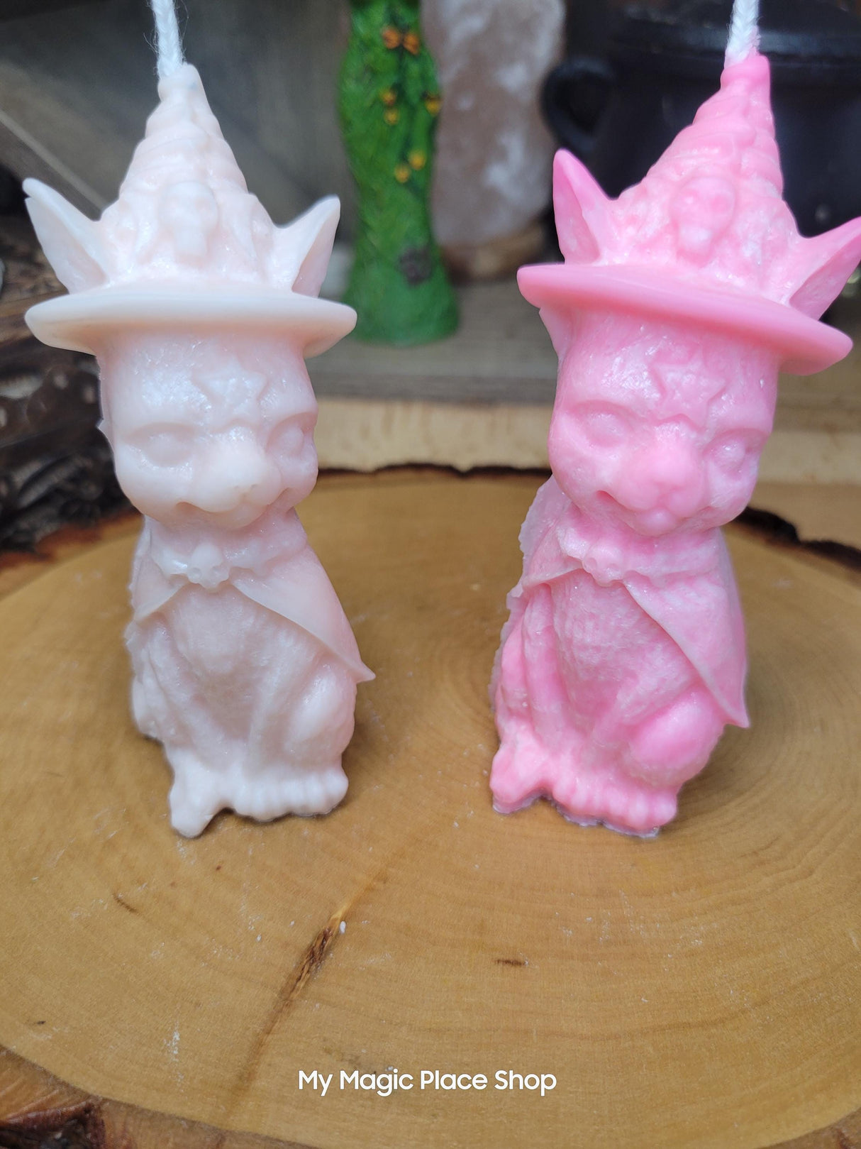 Handmade Witchy Cat Candle: Palm Wax Pillar Candle