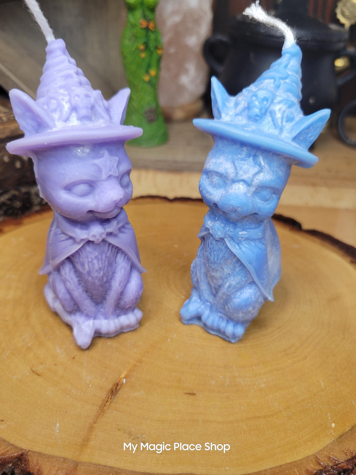 Handmade Witchy Cat Candle: Palm Wax Pillar Candle