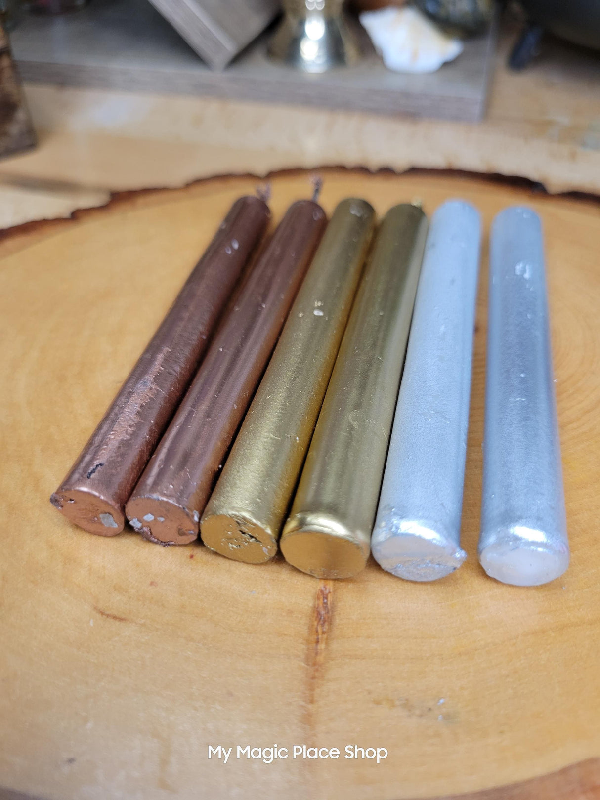 Metallic Chime Candles: Gold, Copper, Silver Spell Candles (Set of 6)