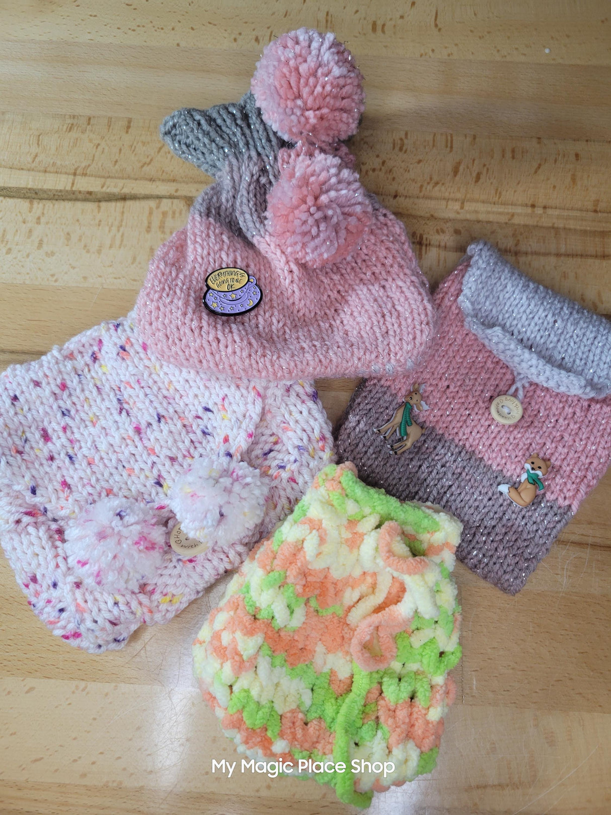 Handmade Knit Tarot Bag, Crystal Crochet Small Bag, Gift for Her