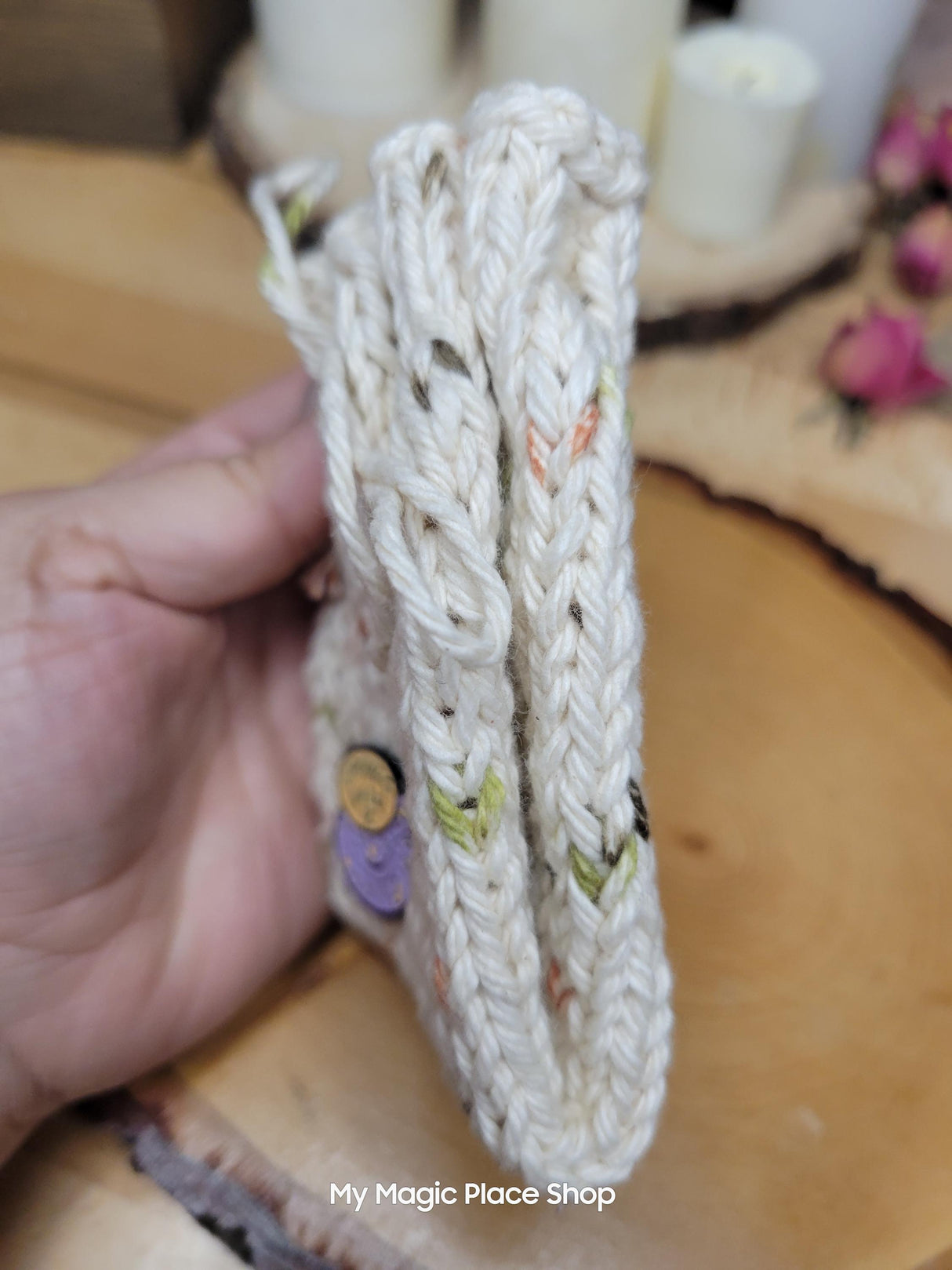 Knitted Talisman Bag Necklace: Amulet Crystal Holder