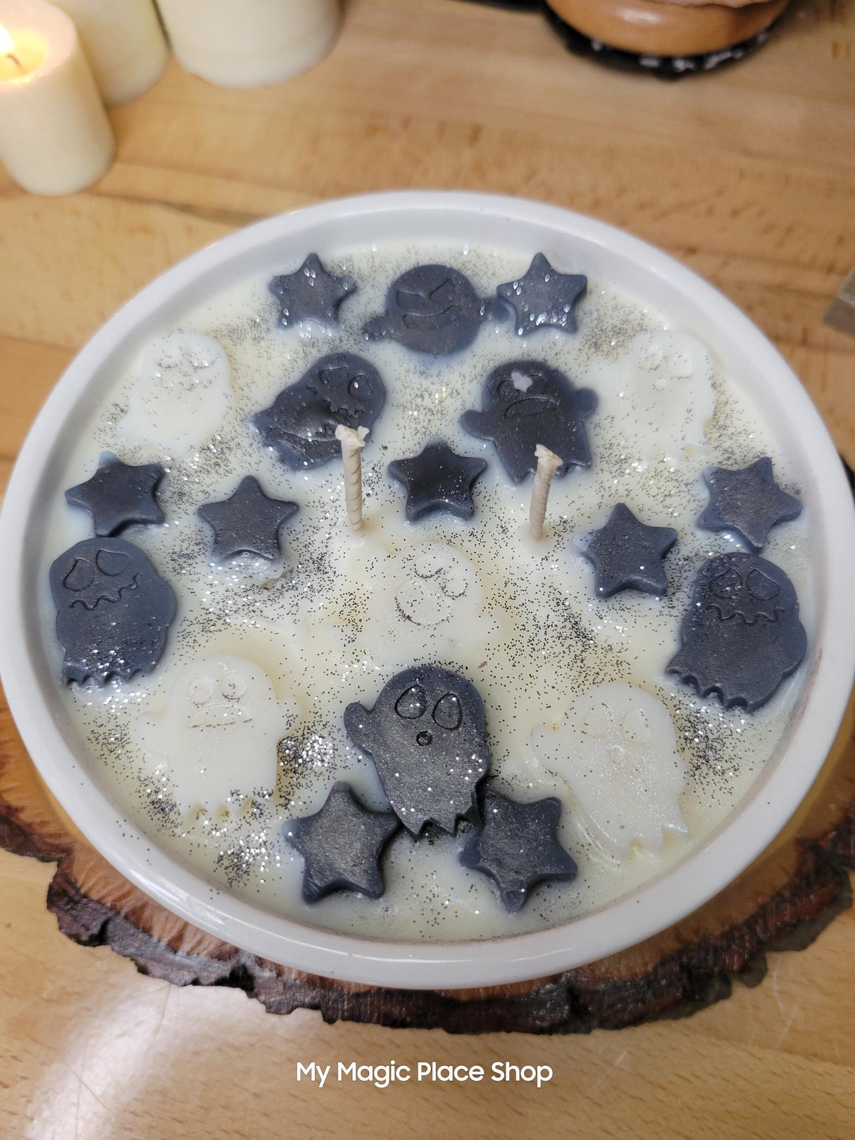 Ghost Big Bowl Soy Wax Halloween Candle Big Handmade Candle Bowl Gift for Her