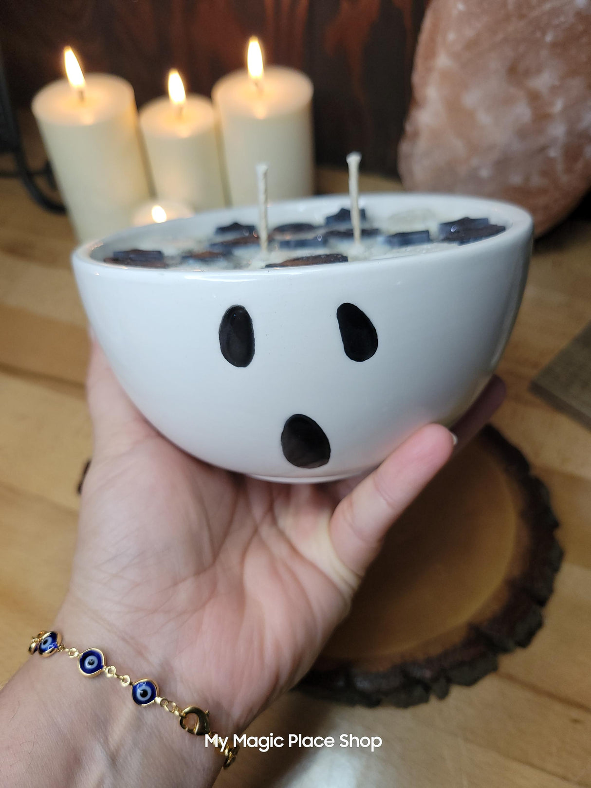 Ghost Big Bowl Soy Wax Halloween Candle Big Handmade Candle Bowl Gift for Her