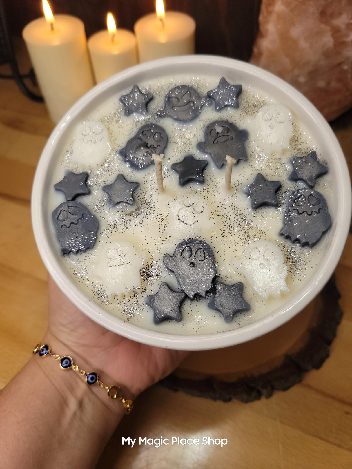 Ghost Big Bowl Soy Wax Halloween Candle Big Handmade Candle Bowl Gift for Her