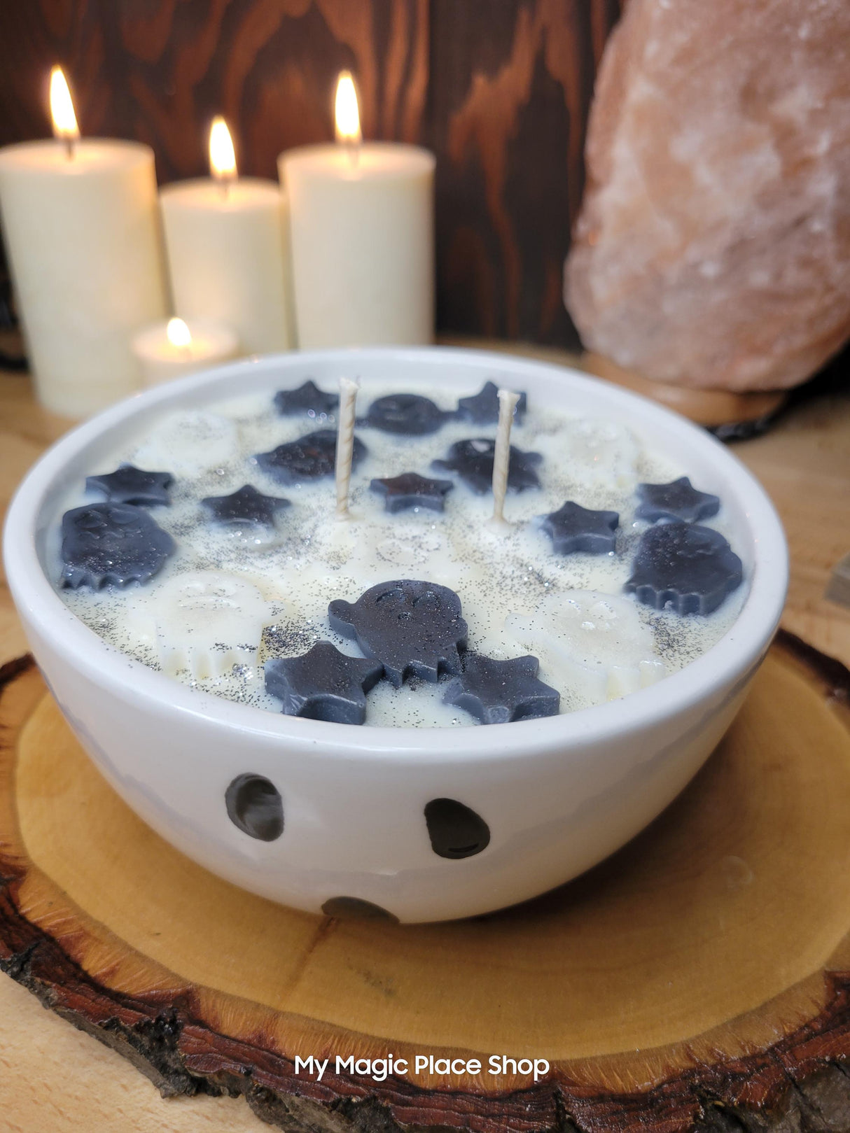 Ghost Big Bowl Soy Wax Halloween Candle Big Handmade Candle Bowl Gift for Her