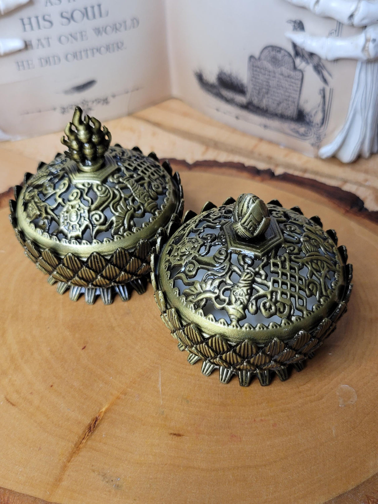 Lotus Brass Candle Burner: Scented Soy Wax Candle, Reusable Holder