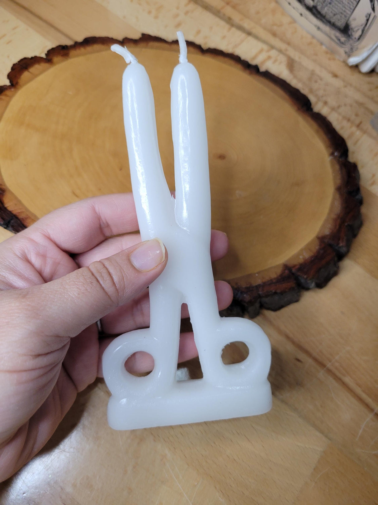 White Scissors shape candle- Cord cutting Candle