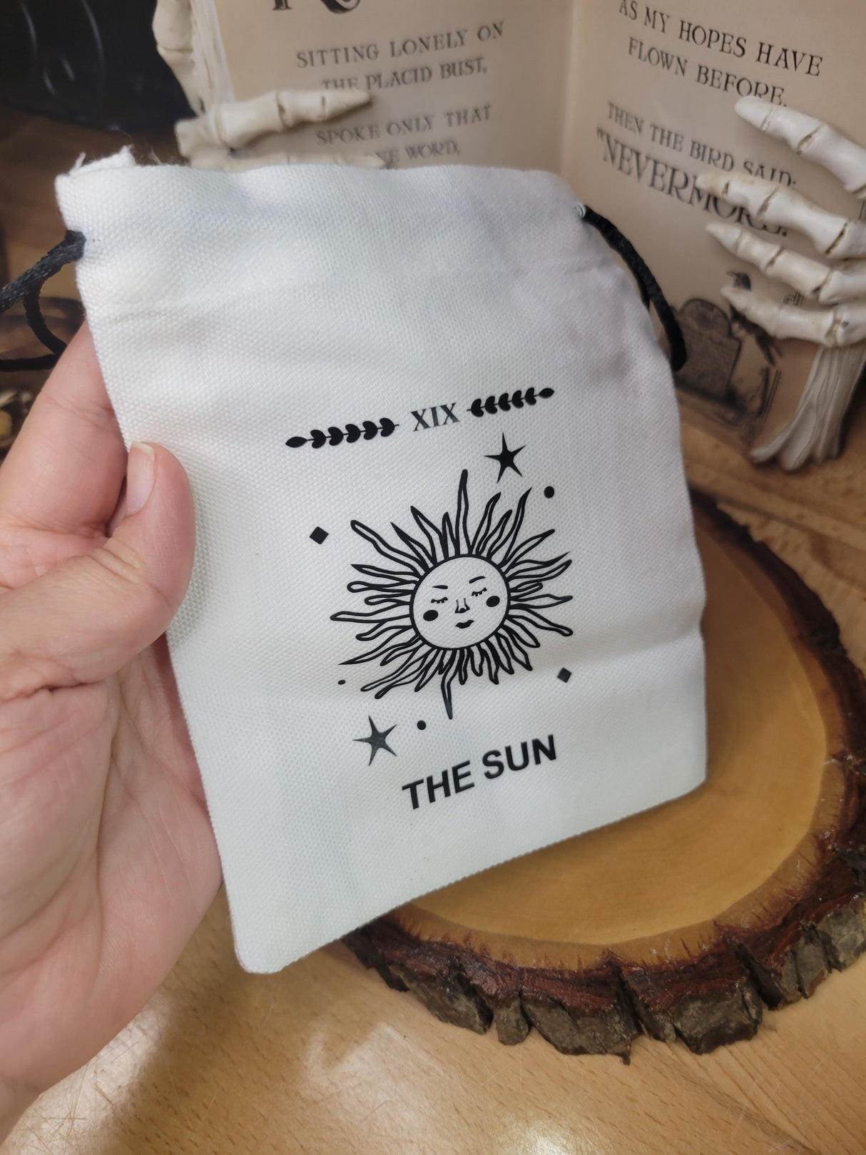 Sun Cotton Drawstring Pouch: Tarot, Runes, Crystals