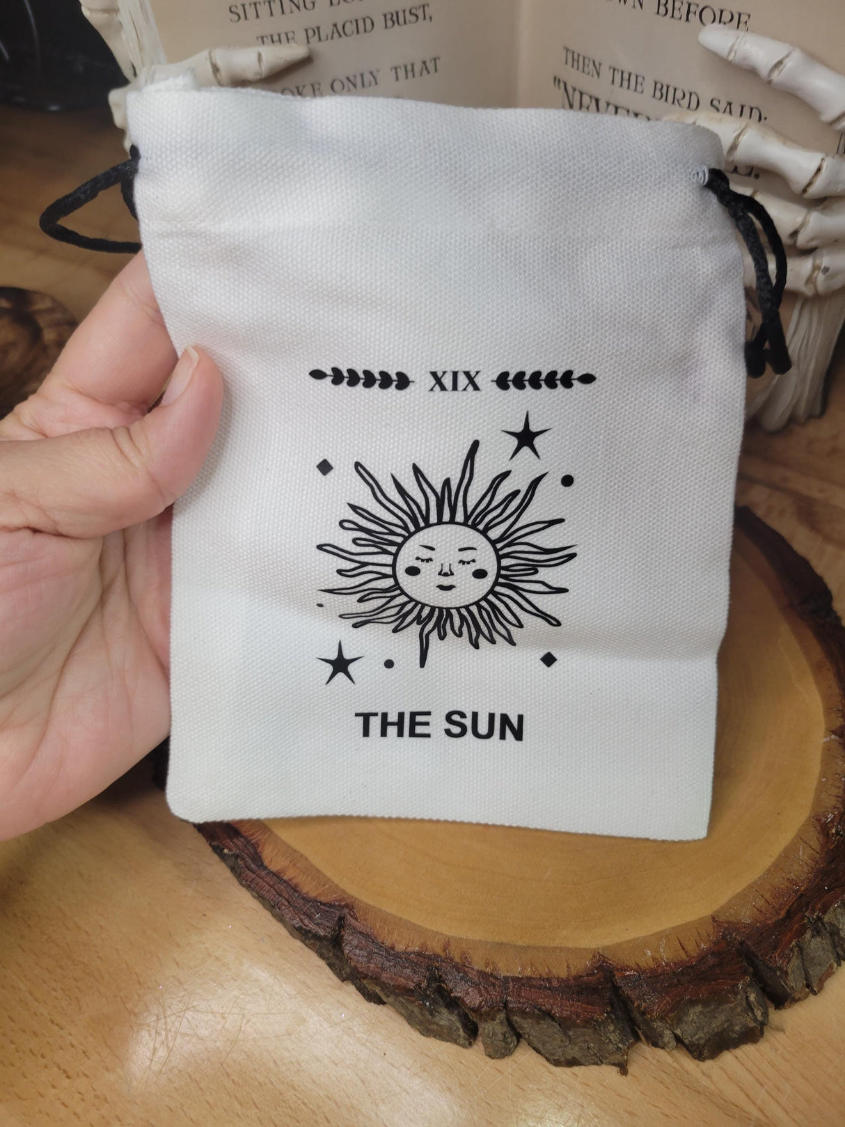 Sun Cotton Drawstring Pouch: Tarot, Runes, Crystals