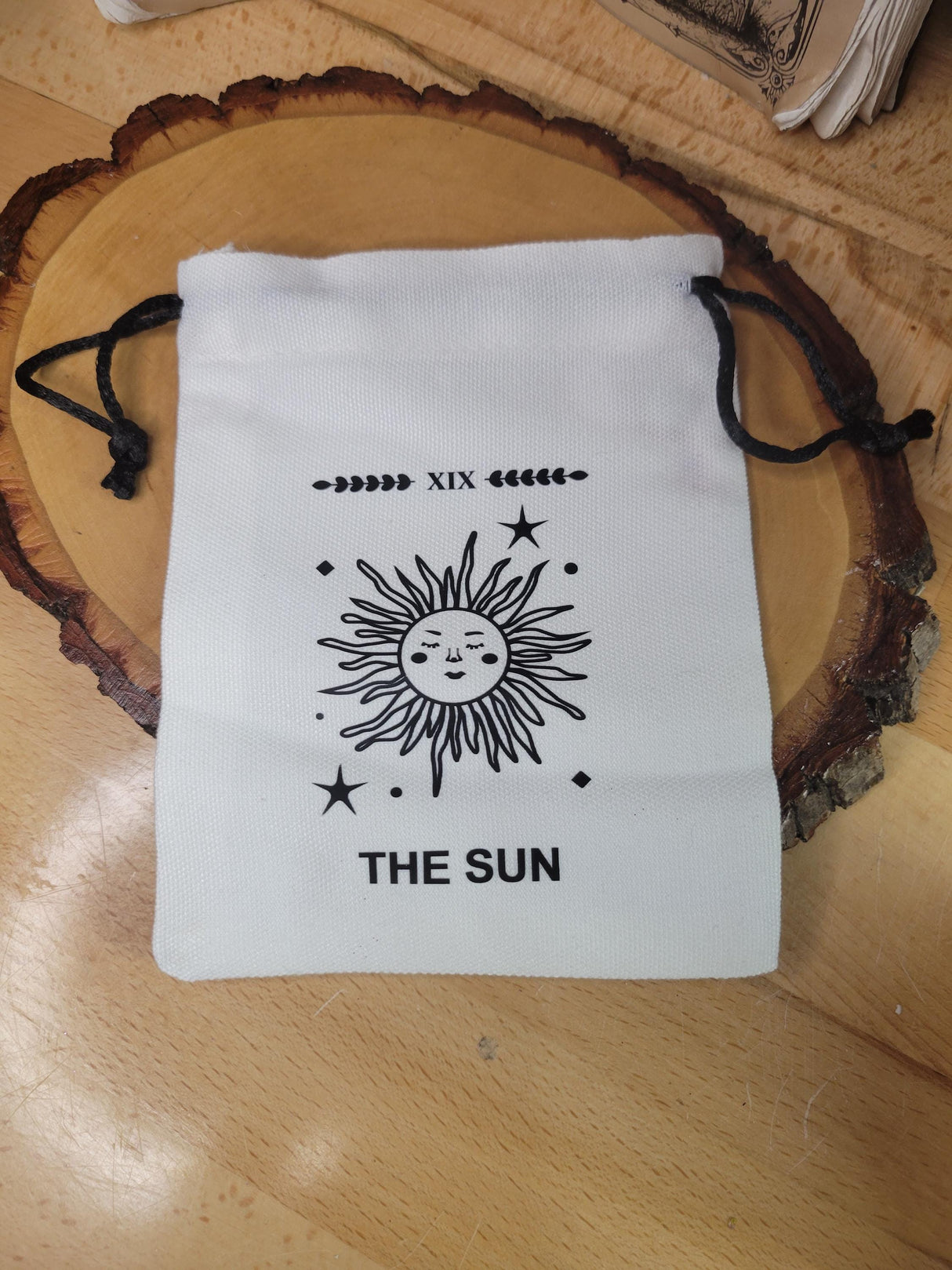 Sun Cotton Drawstring Pouch: Tarot, Runes, Crystals