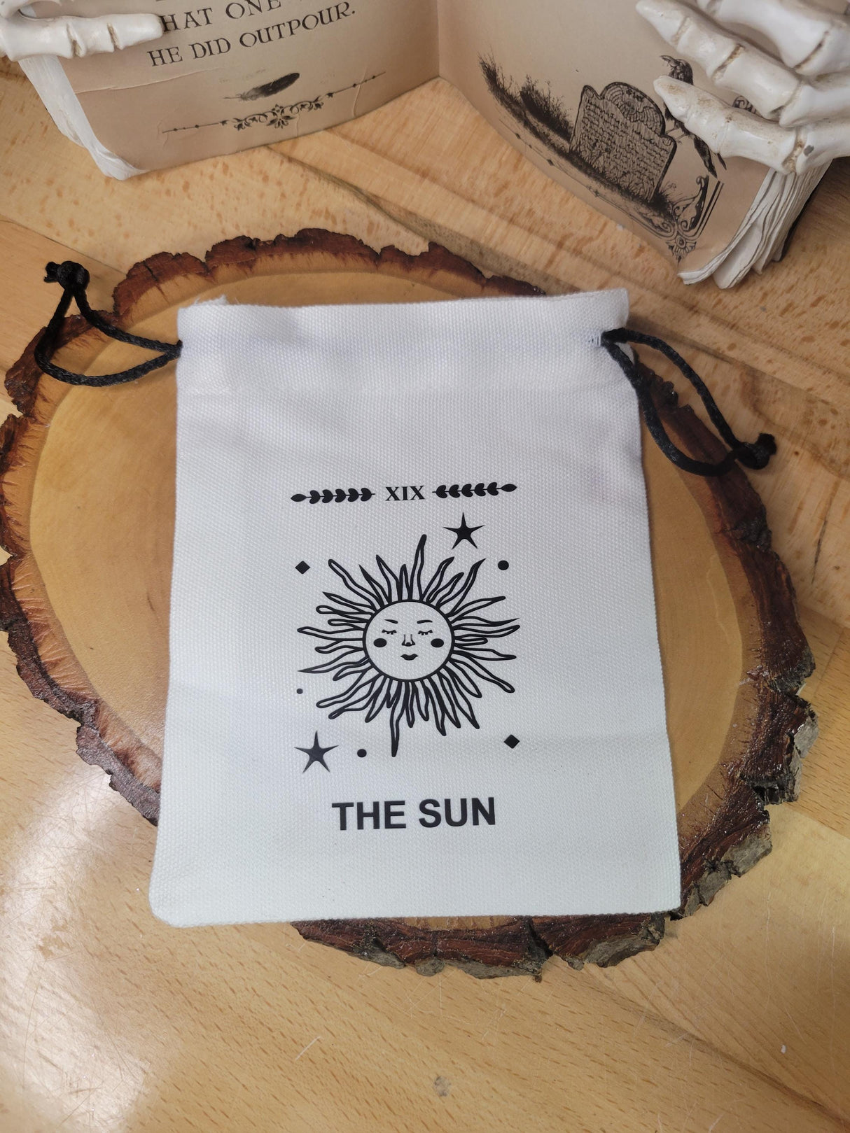 Sun Cotton Drawstring Pouch: Tarot, Runes, Crystals