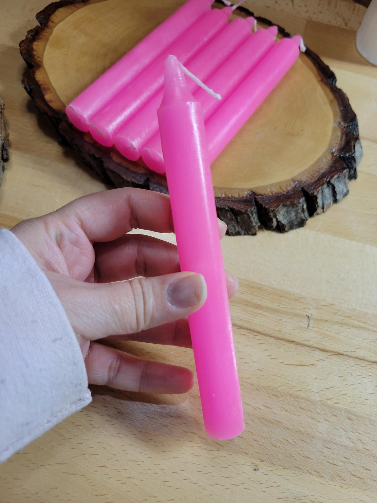 Pink Taper Candles: 6-Inch Vibrant Home Decor Handmade Candle Set