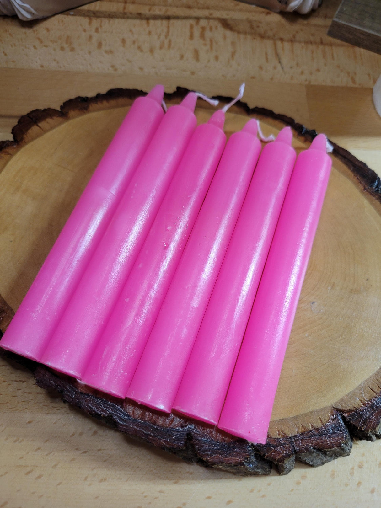 Pink Taper Candles: 6-Inch Vibrant Home Decor Handmade Candle Set
