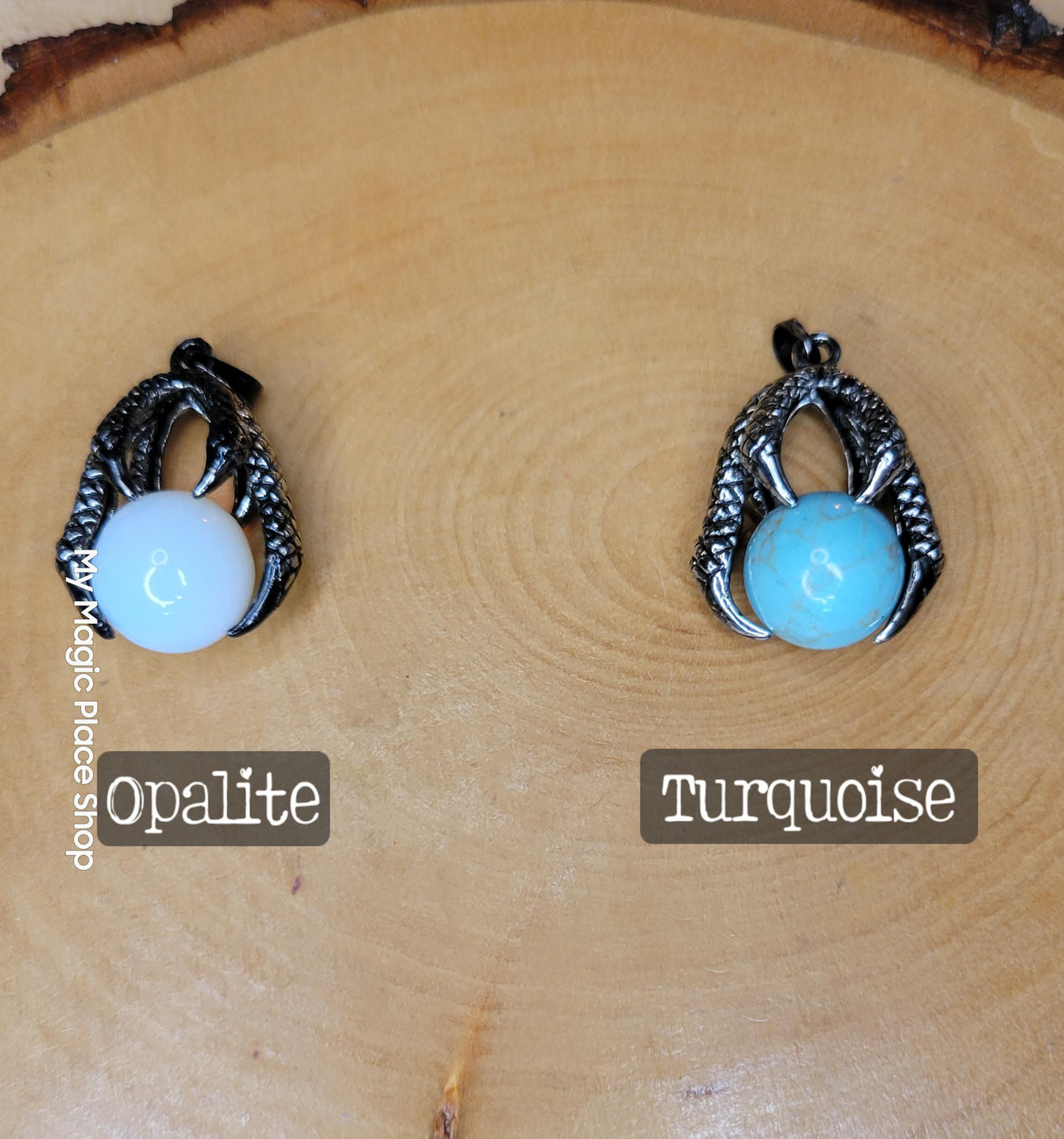 Claw Pendant: Silver Plated Brass with Mixed Stone Ball