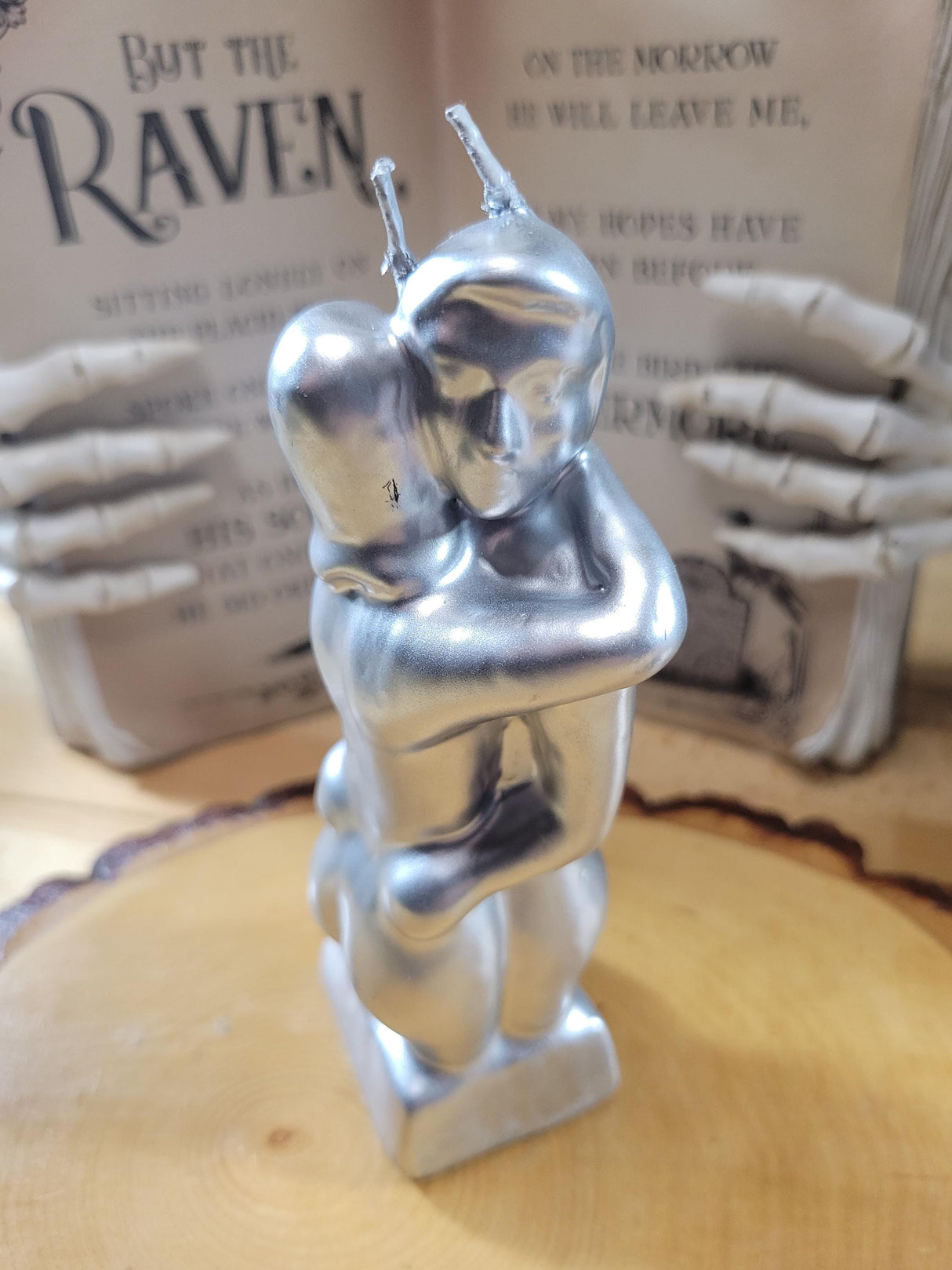 Erotic Couple Sculpture Candle: Intimate Art Figurine - Gold or Silver