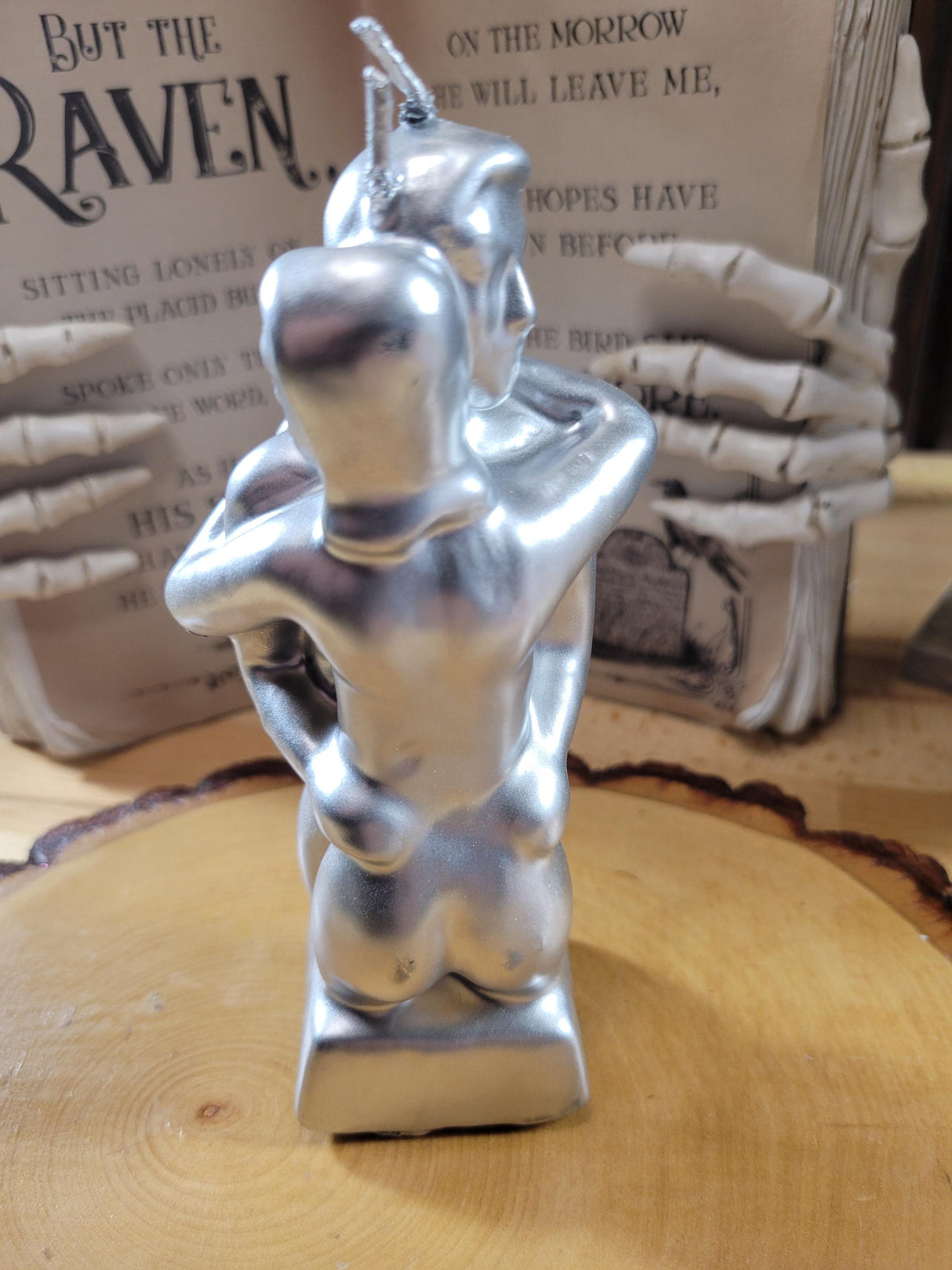 Erotic Couple Sculpture Candle: Intimate Art Figurine - Gold or Silver