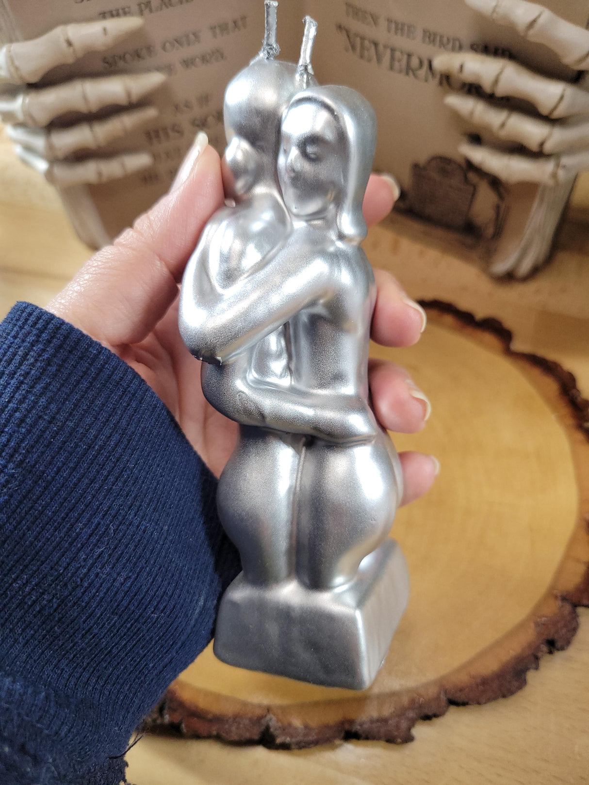 Erotic Couple Sculpture Candle: Intimate Art Figurine - Gold or Silver