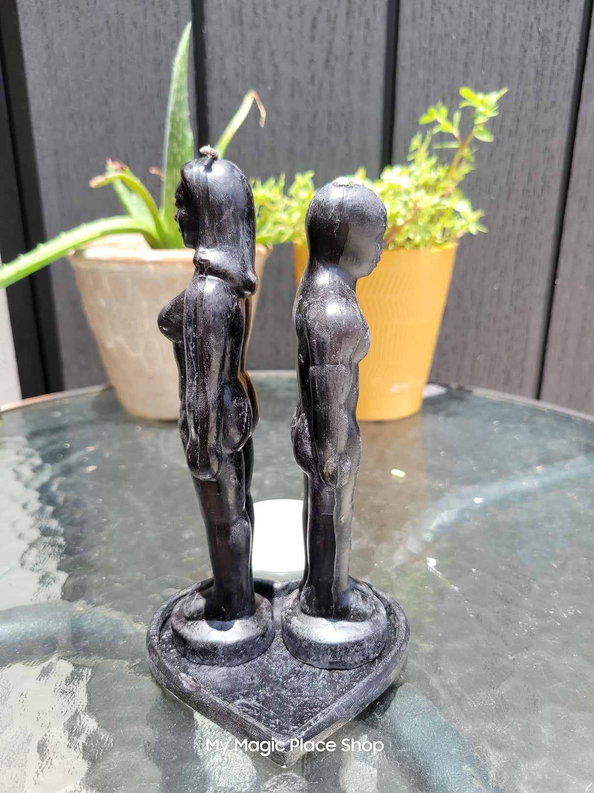 Black 3-Piece Couple & Heart Candle Set – Intentional Figurine Candles for Ritual or Decor