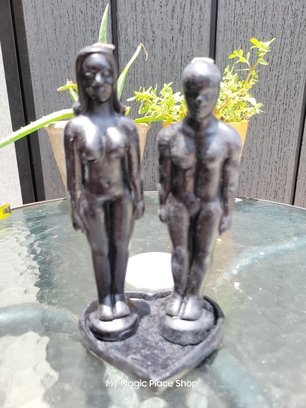 Black 3-Piece Couple & Heart Candle Set – Intentional Figurine Candles for Ritual or Decor