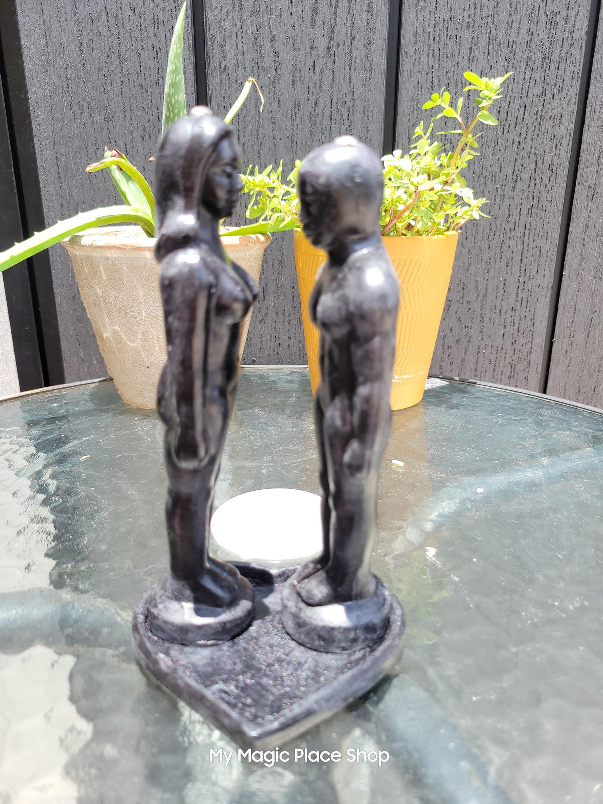 Black 3-Piece Couple & Heart Candle Set – Intentional Figurine Candles for Ritual or Decor