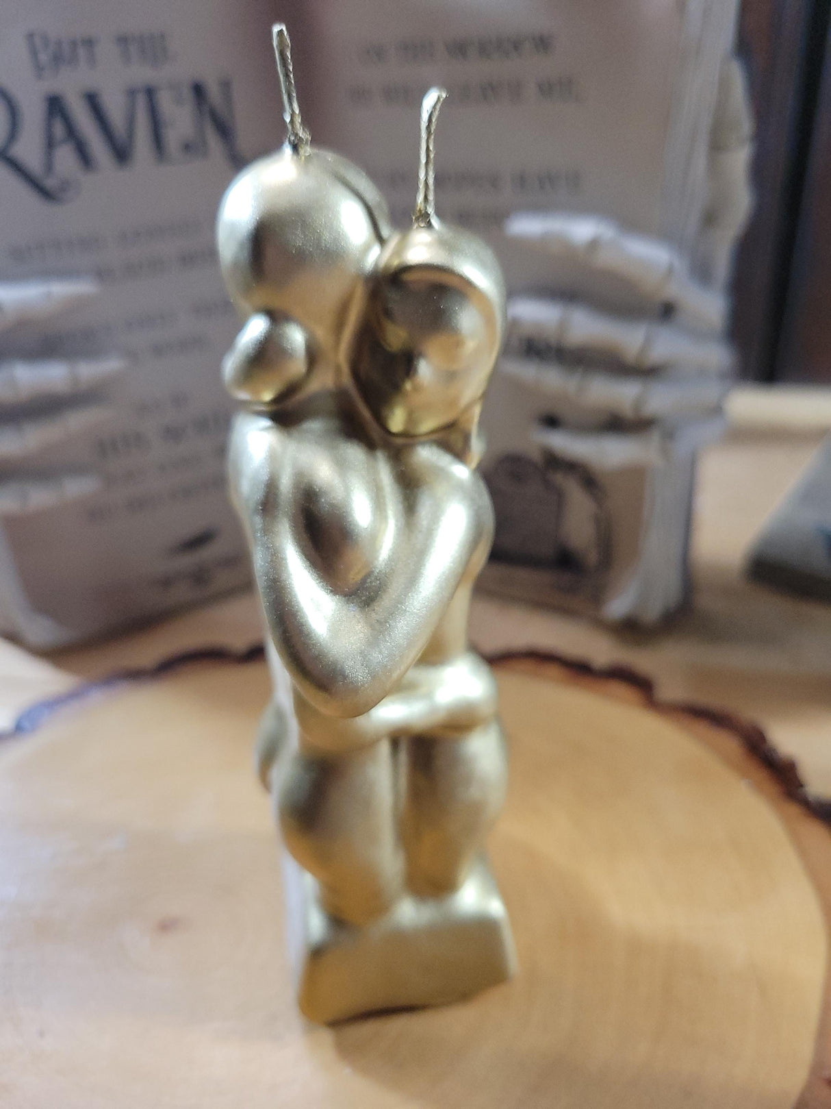 Erotic Couple Sculpture Candle: Intimate Art Figurine - Gold or Silver