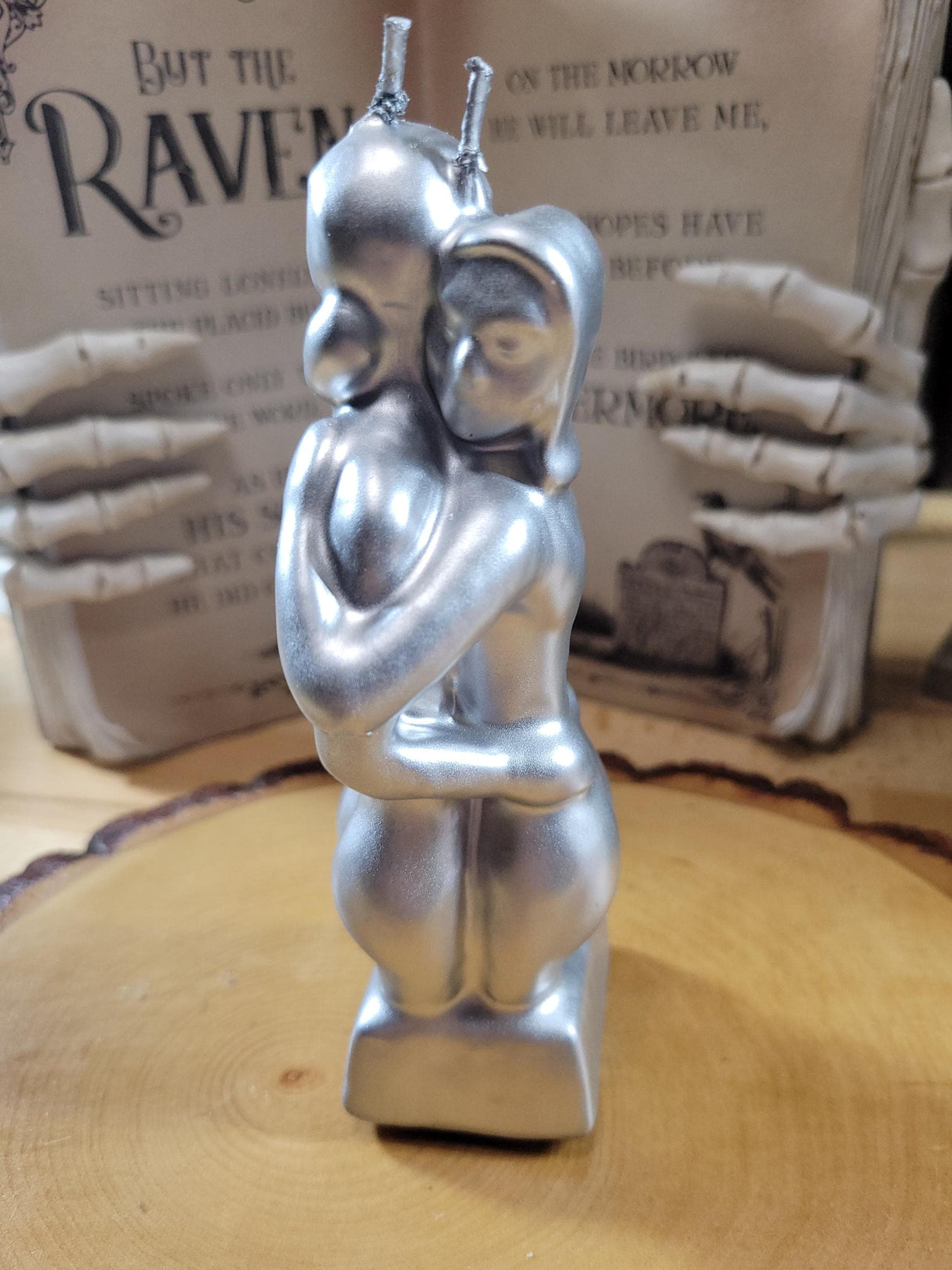 Erotic Couple Sculpture Candle: Intimate Art Figurine - Gold or Silver