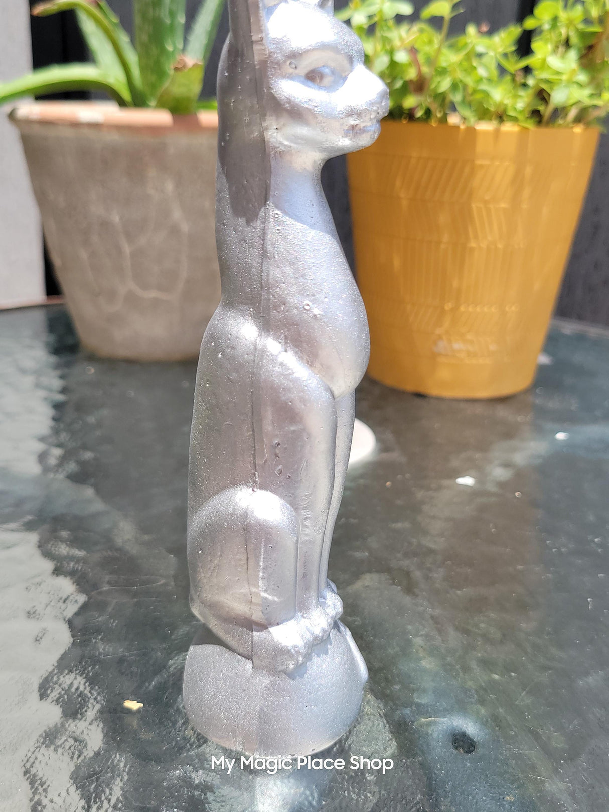 Handmade Silver Cat Candle – 6.5 Inch Tall Feline Decor for Cat Lovers